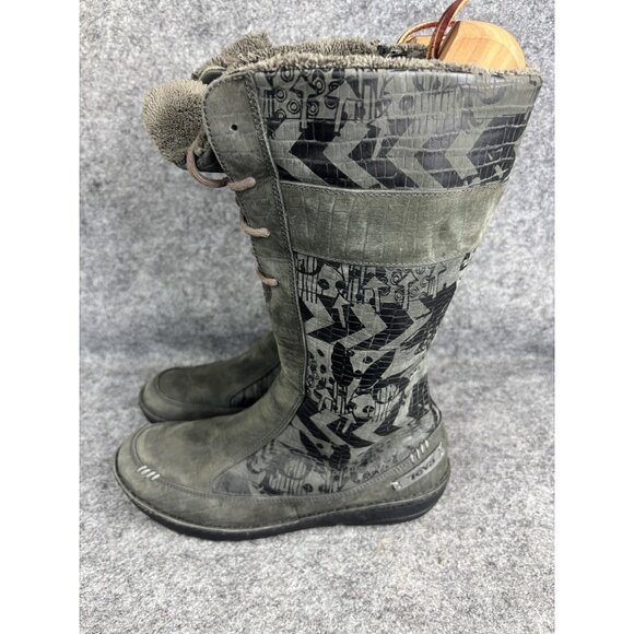 Teva Boots Womens Size 9 Gray Fleece Lined Mid Calf Zip Lace Up Winter Graphic - Picture 1 of 8
